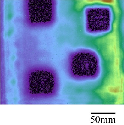 Air-coupled C-scan of a composite sample with Nomex honeycomb core by BAT transducers.